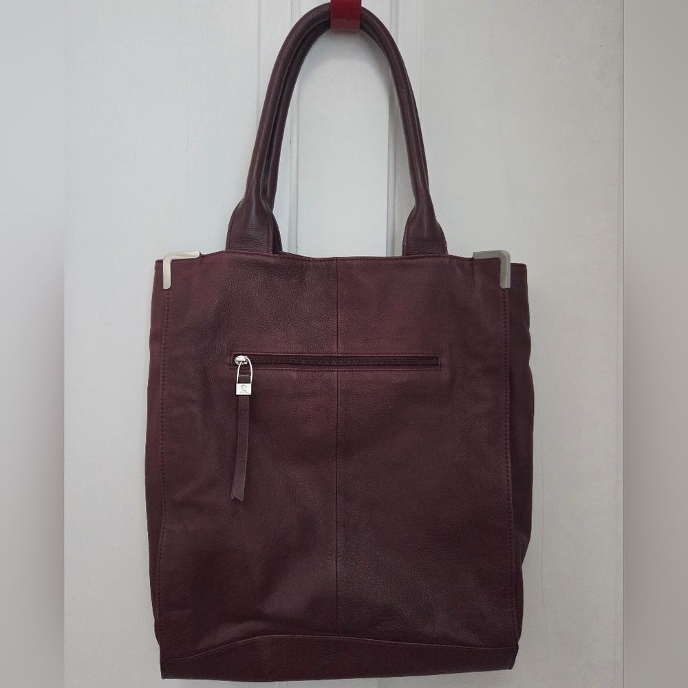Sondra Robert Plum Burgundy Leather Tall Tote